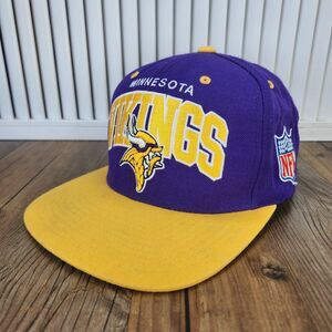 Mitchell & Ness Minnesota Vikings Throwback Snapback Hat Purple Yellow Wool Cap